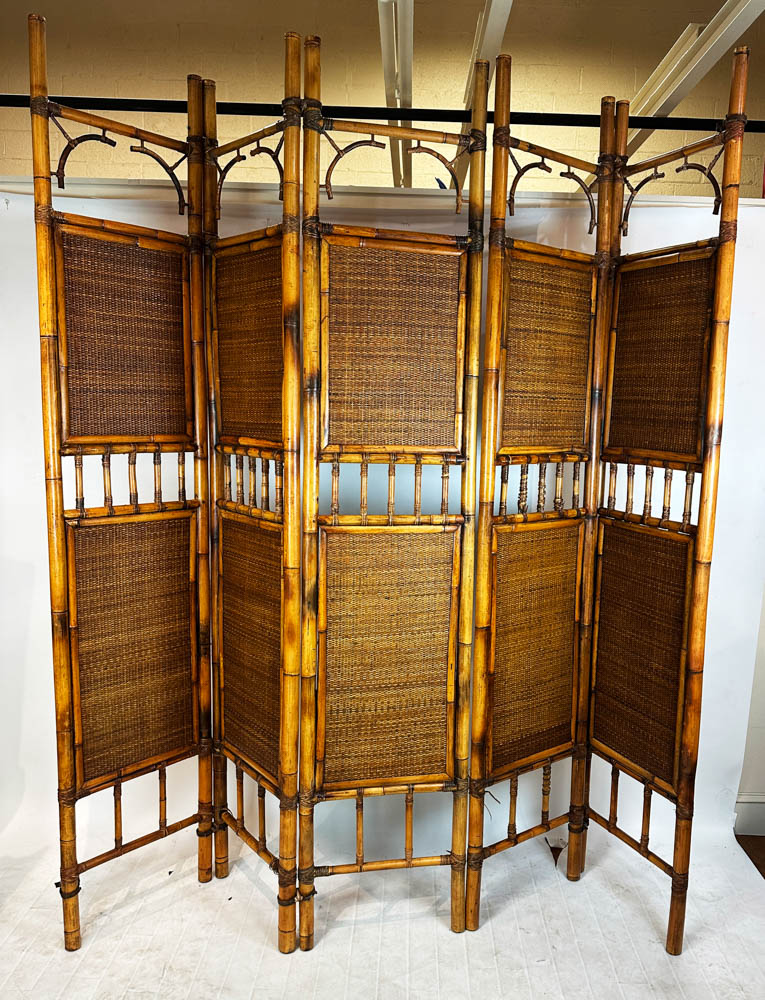 Large Bamboo Woven and Rattan Dressing Screen | Kaminski Auctions