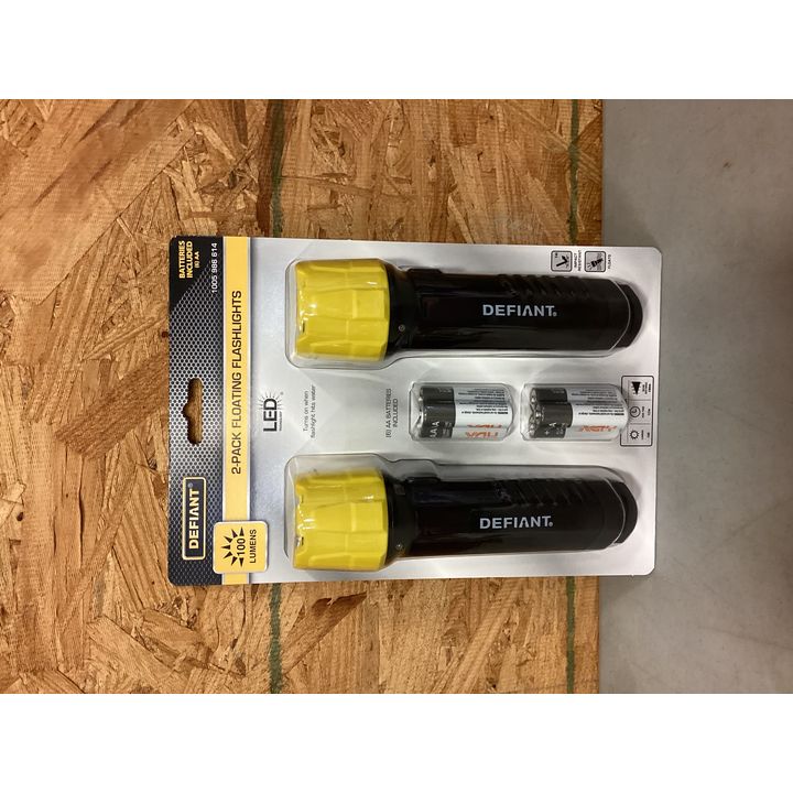 Defiant 2 Pk. Floating Flashlights LED w/ 6 AA Batteries Included 100 Lumens