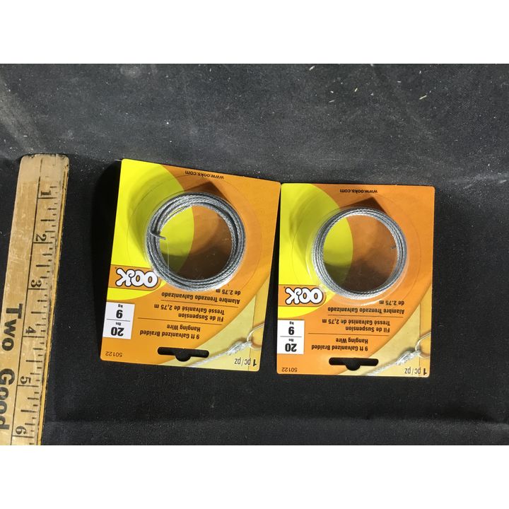(2) 9' Galvanized Braided Hanging Wire - 20lbs