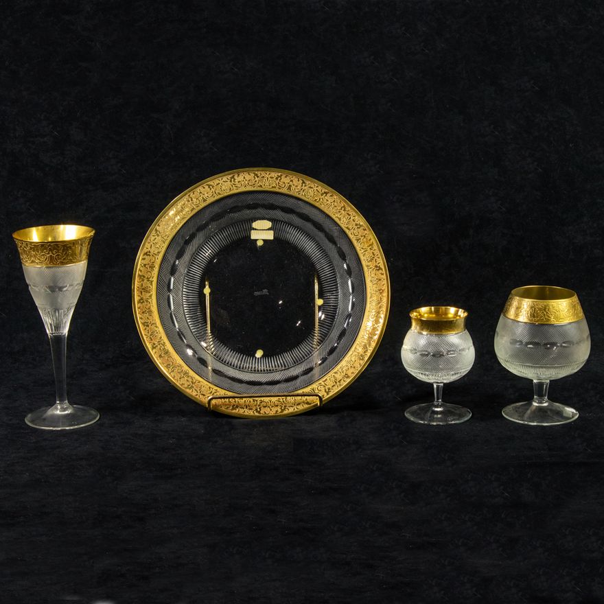 (Lot of 23) Moser cut glass and tooled gilt partial suite of stemware