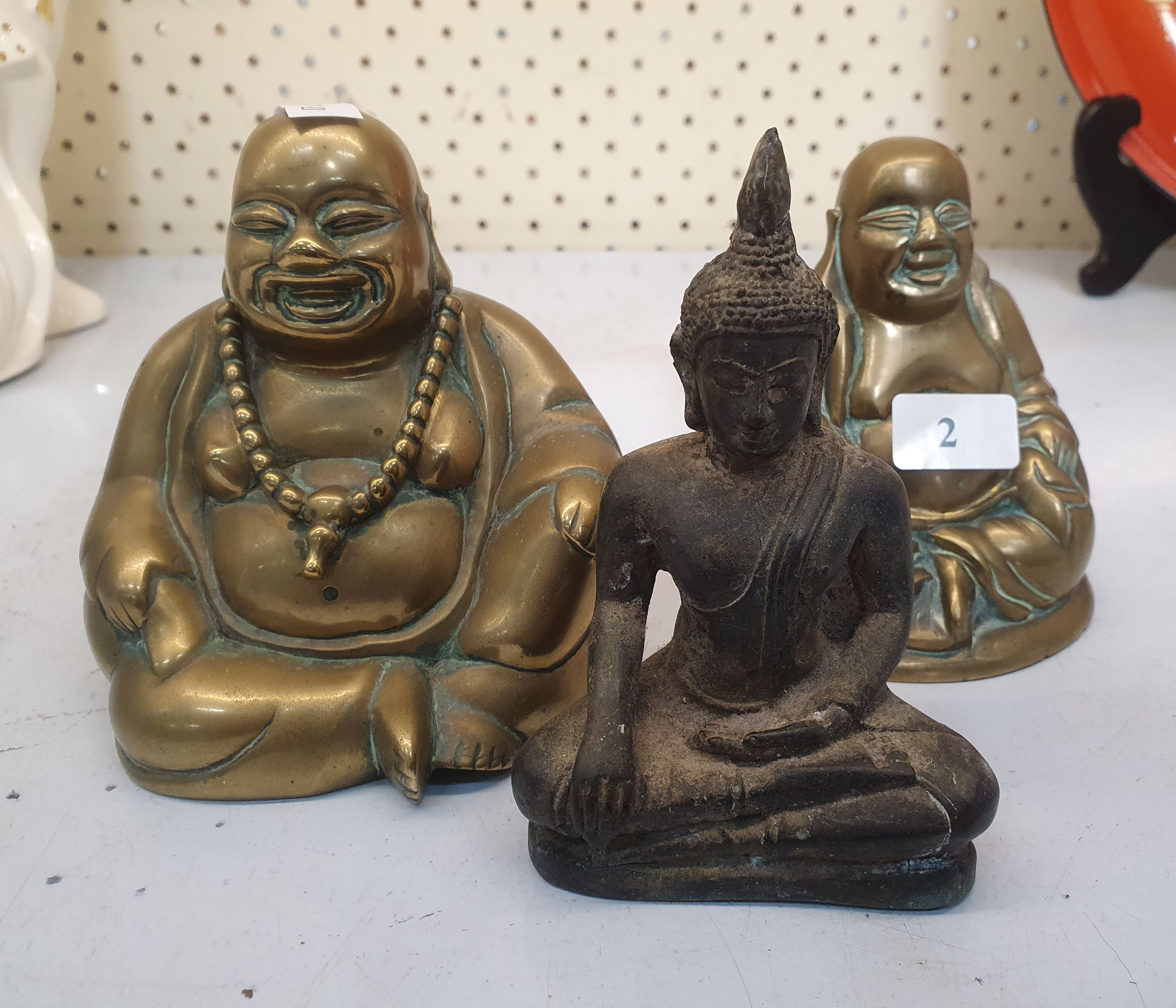 Three Metal Buddha Figures
