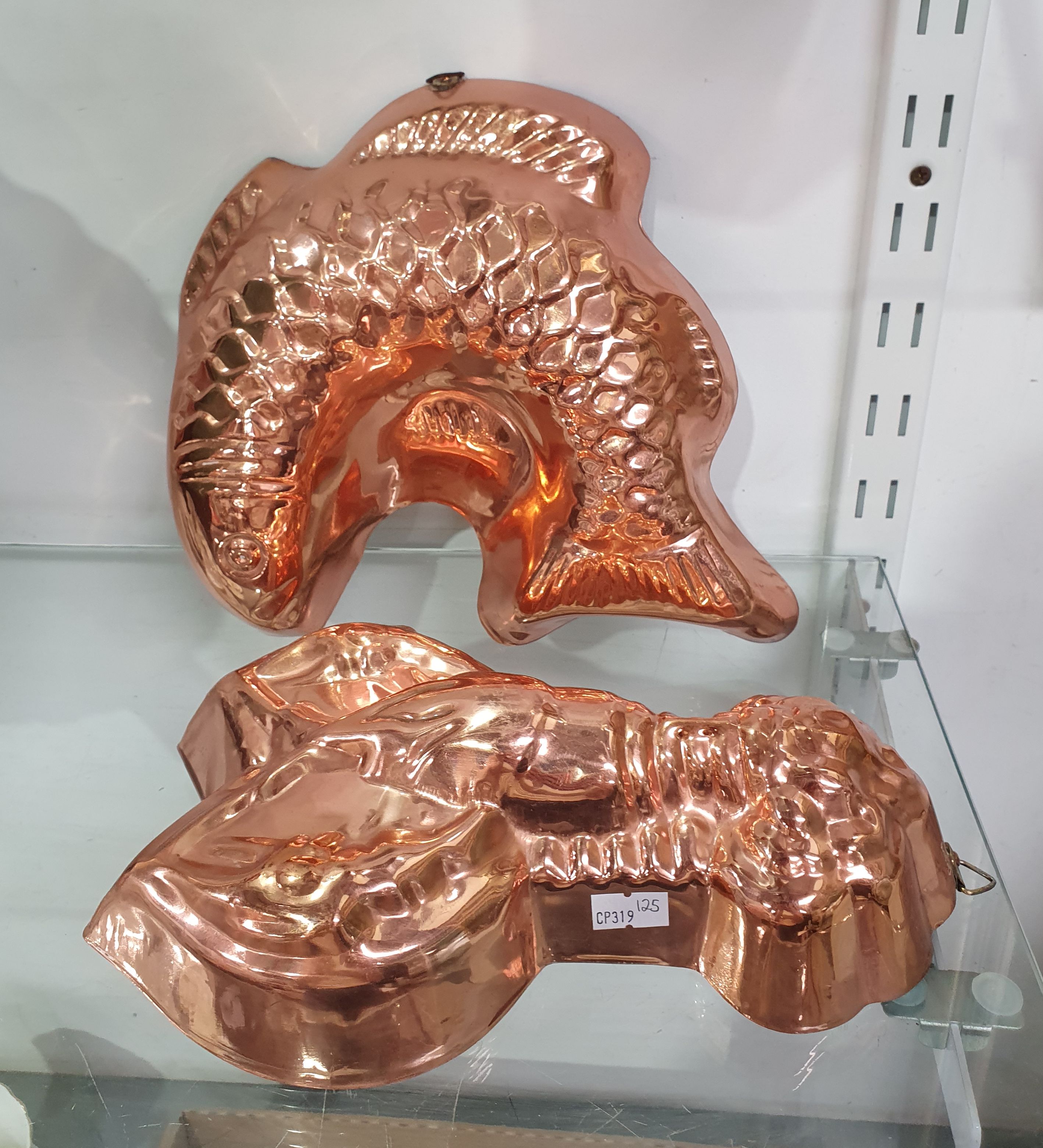 Two Copper Fish Moulds