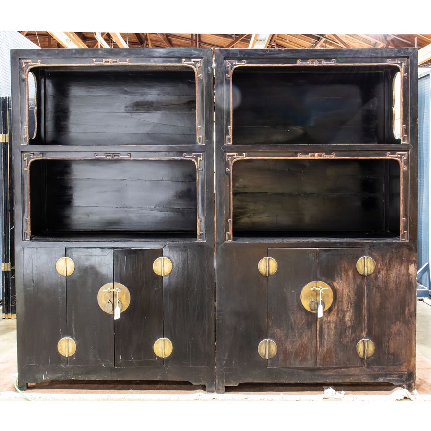 Pair of hardwood cabinets