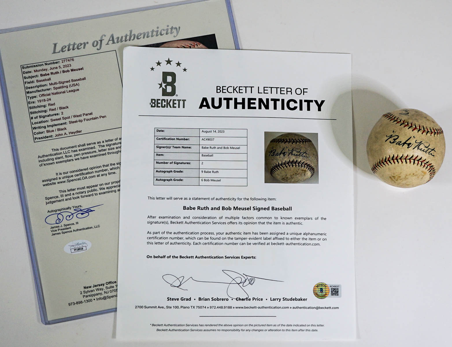 Charitybuzz: Babe Ruth Signature Auto Grade 9 from 1940 in Framed