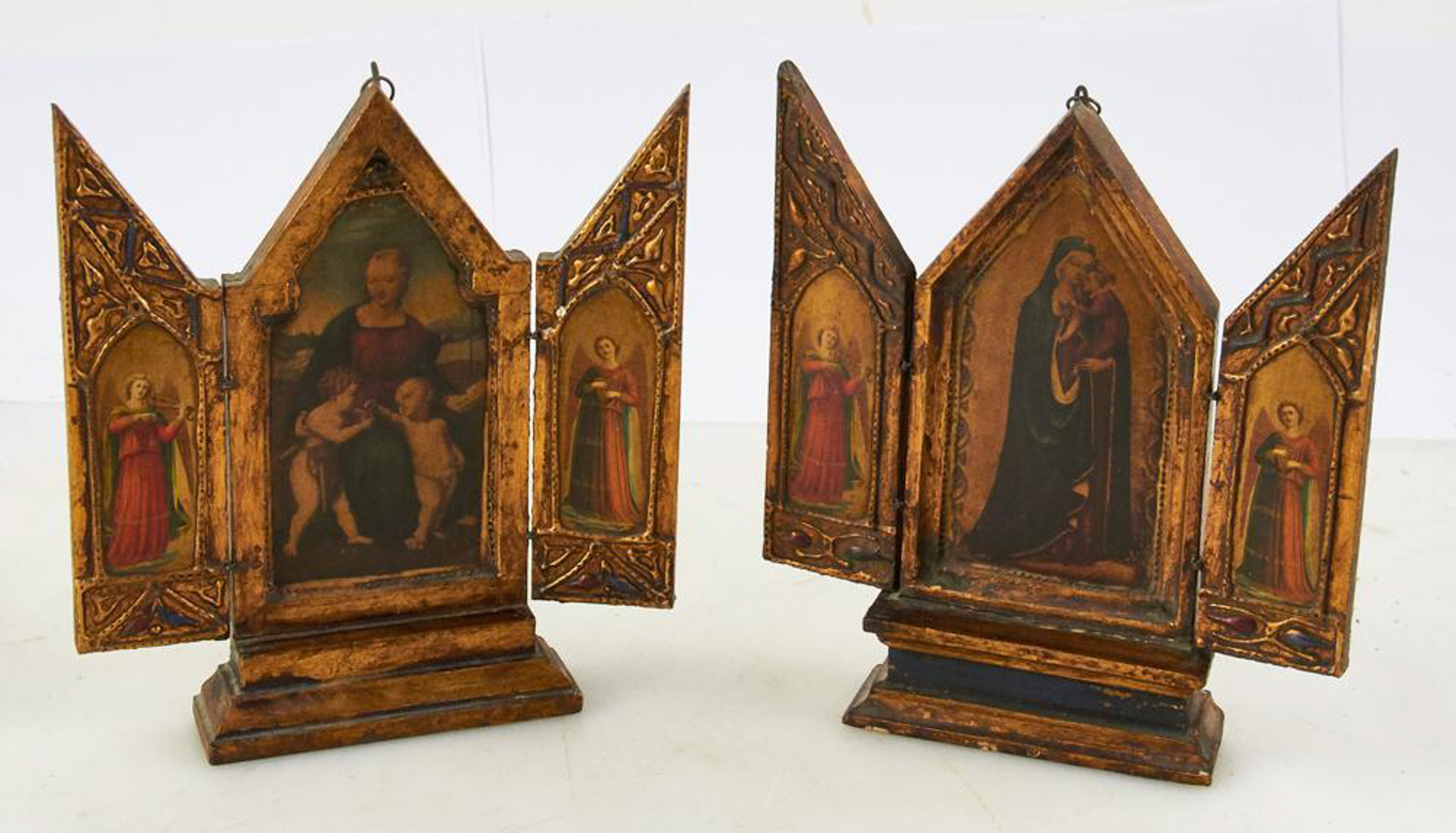 Pair of Antique Florentine Gilt Wood Triptychs | Kaminski Auctions