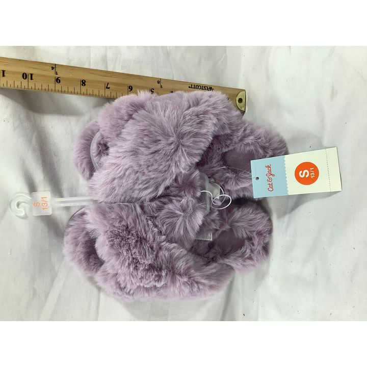 Cat & Jack Size Small Purple Fuzzy Slippers