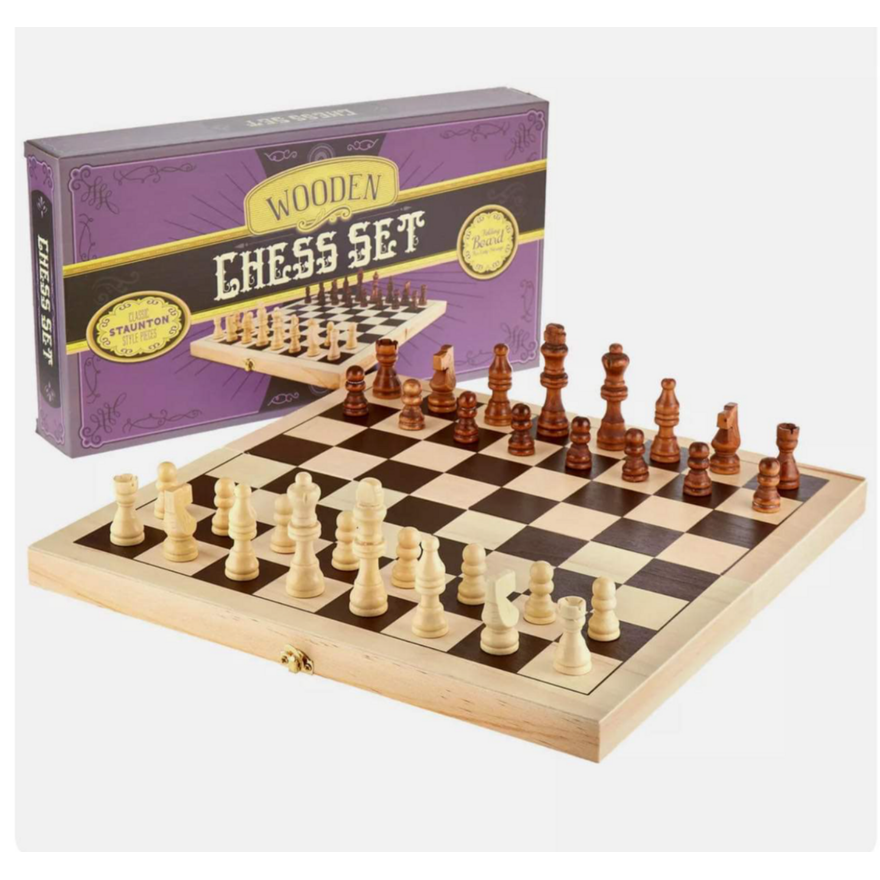 Brybelly 14" Natural Wooden Folding Chess Set