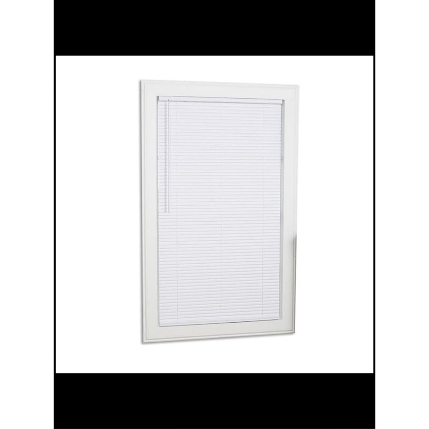 Project Source 1'' Slat 34'' x 64'' Cordless White Vinyl Room Darkening Blinds