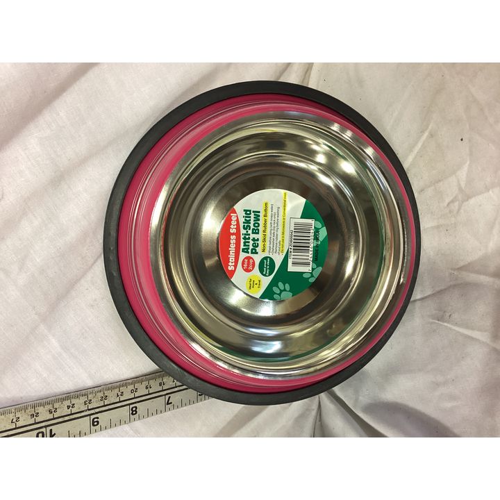 Stainless Steel Anti- Skid Pet Bowl (16oz Or 2 Cups) Pink