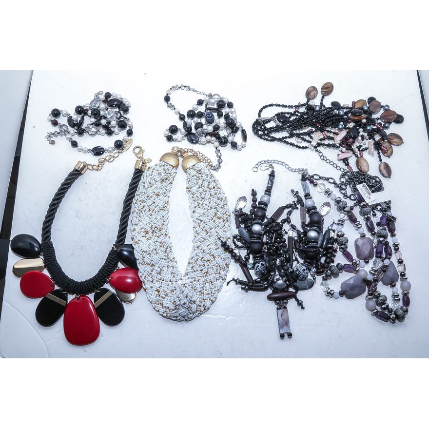 A Group of Primarily Black & White Necklaces