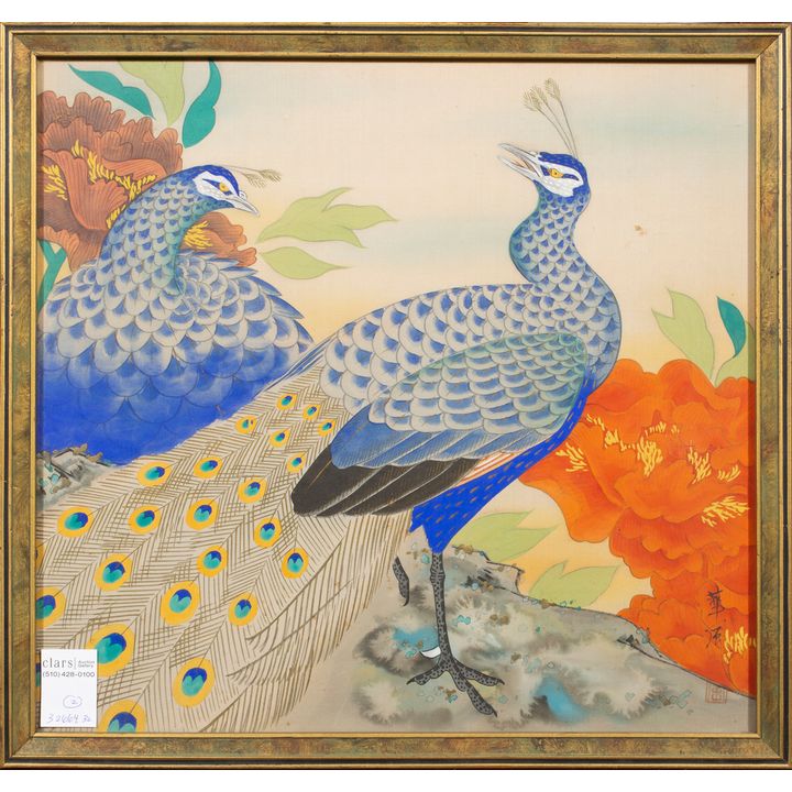 (lot of 2) Japanese painting of flowers