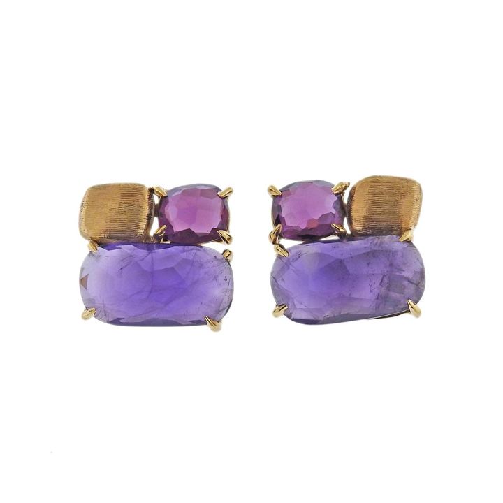 Marco Bicego Murano Gold Amethyst Rhodolite Stud Earrings