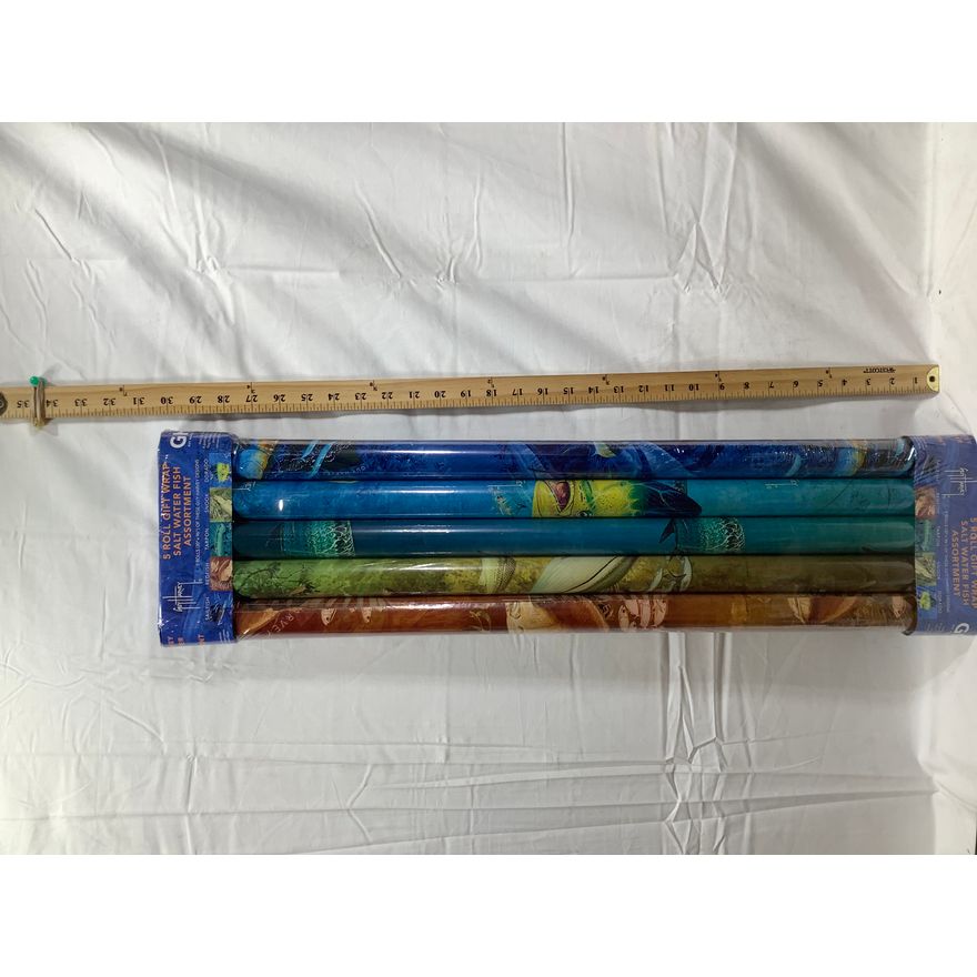 Guy Harvey 5 Roll Gift Wrap Salt Water Fish Assortment - Sailfish, Redfish, Tarpon, Snook, Dorado