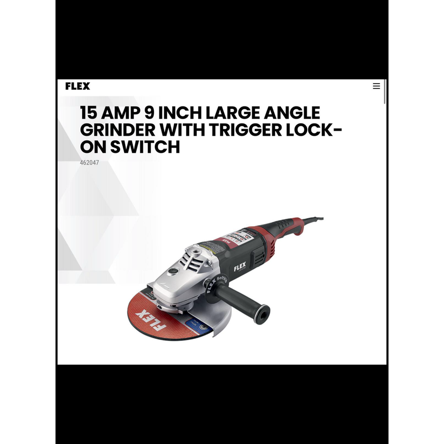 Flex 15Amp 9'' Large Angle Grinder w/ Trigger Lock On Switch- 120V/60Hz- In Box