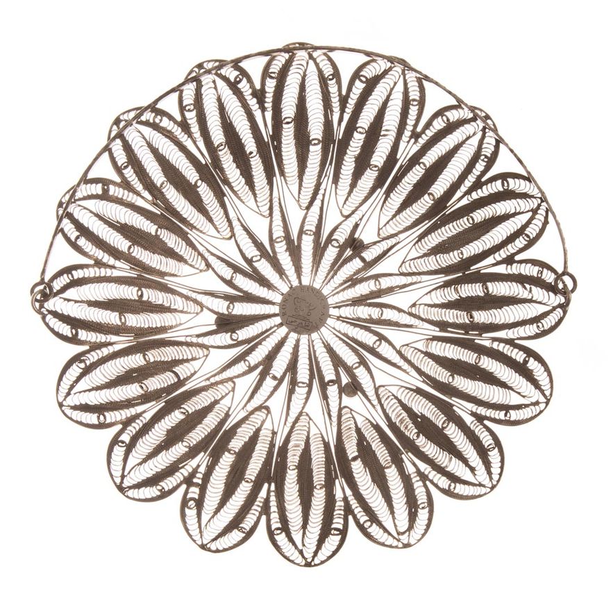 Persian silver filigree cake basket