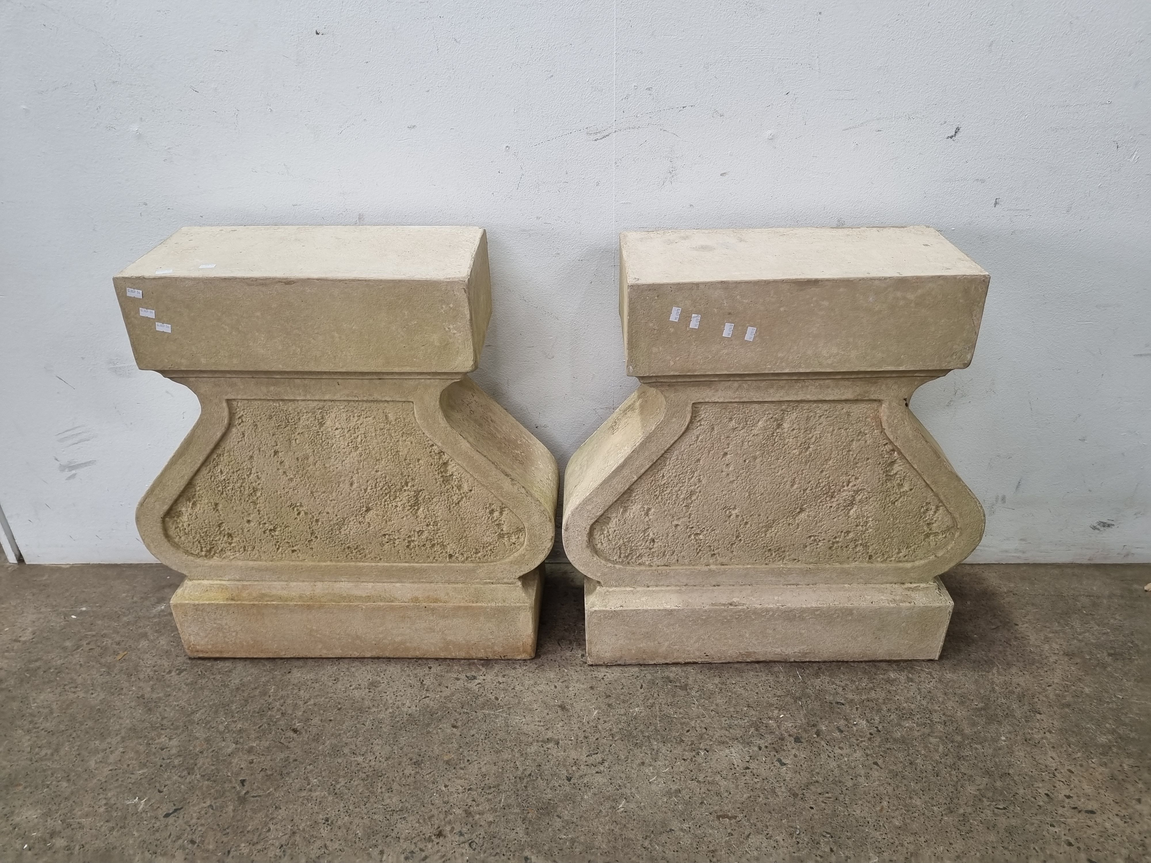 A Pair Of Stone Look Fibre Glass Table Bases