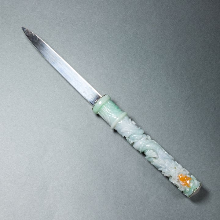 Chinese green jadeite letter opener handle
