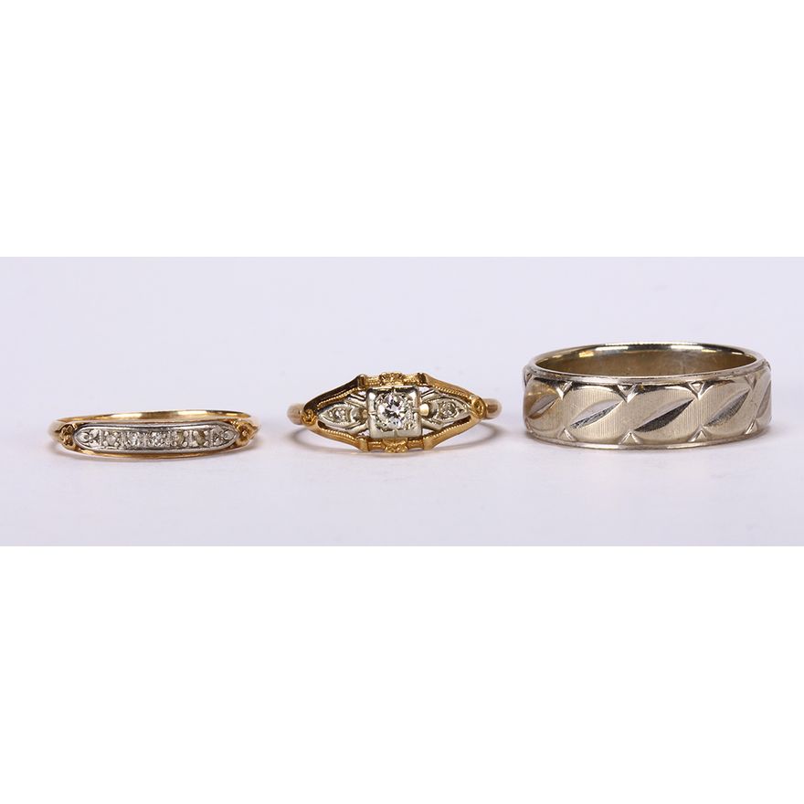 (Lot of 2) Diamond and 14k gold rings