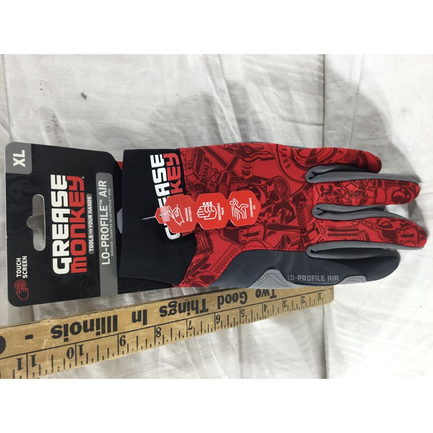 Grease Monkey Lo-Profile Air Touch Screen Mechanics Gloves Size:XL