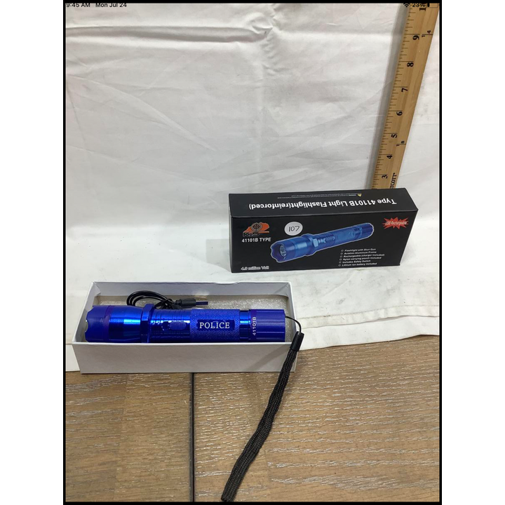 KTS 41101B Light Flashlight w/ Stun Gun - Blue- USB  Rechargable