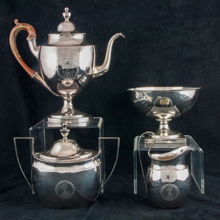 A (4 pc) Federal coin silver coffee set, Moore & Ferguson, Philadelphia