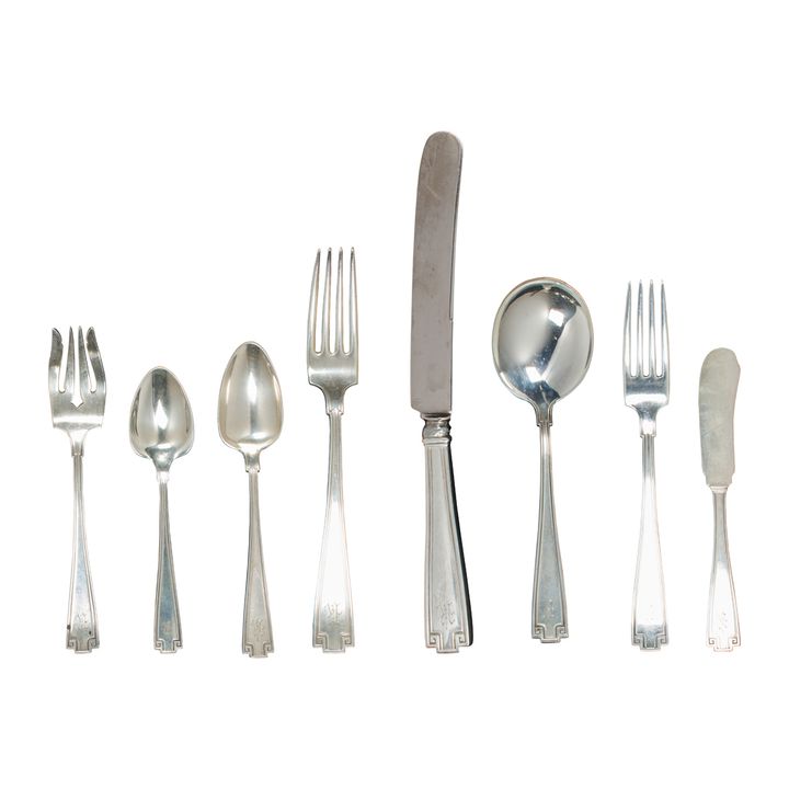 A Gorham Etruscan sterling flatware service [107 total]