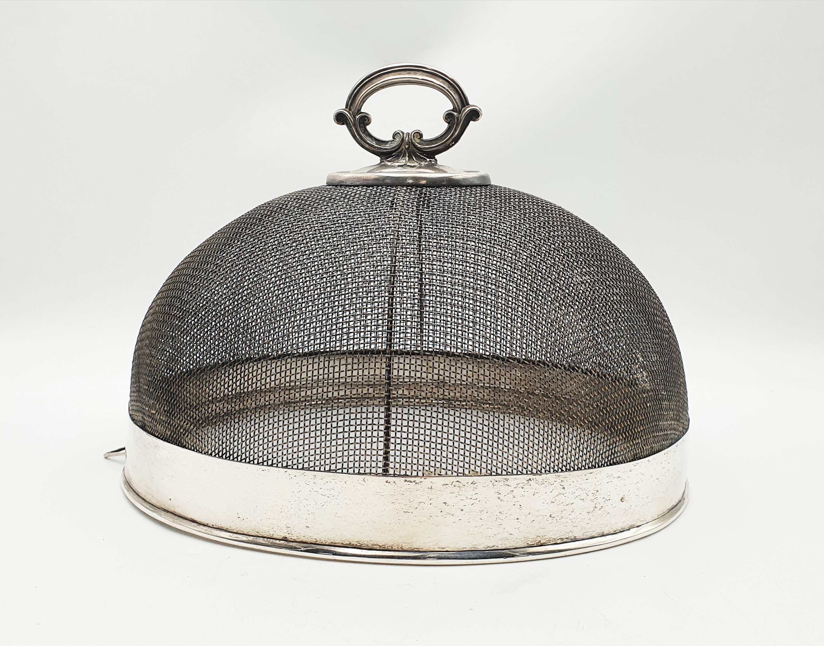 A RARE SMALL VICTORIAN SILVER PLATED MESH DOME