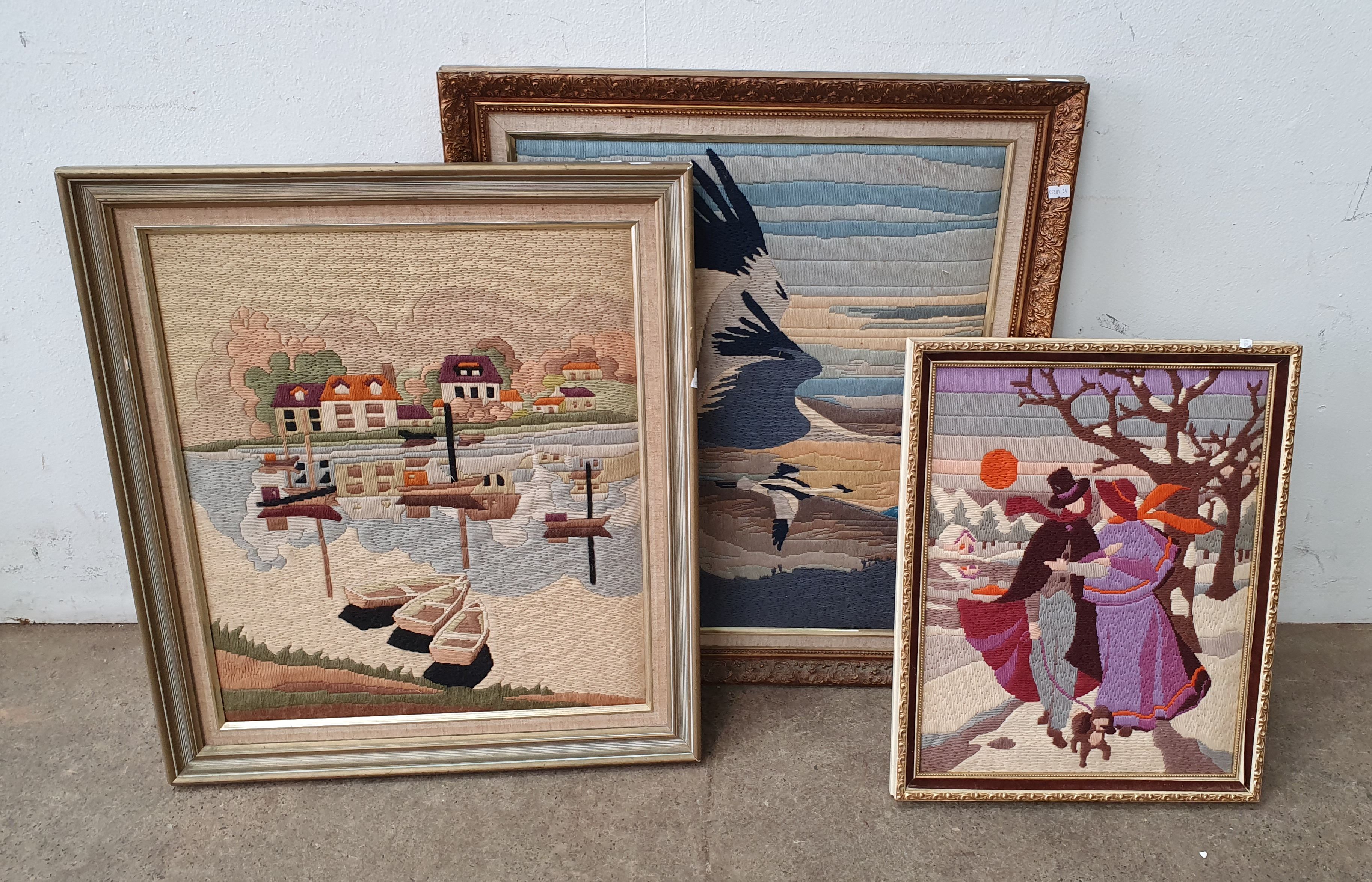 THREE NEEDLE POINT STYLE ARTWORKS