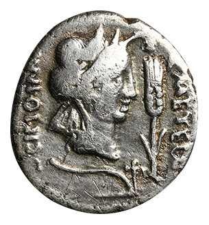 古代ローマ共和国 スキピオ デナリウス銀貨 47－46BC(北アフリカ発行 ...