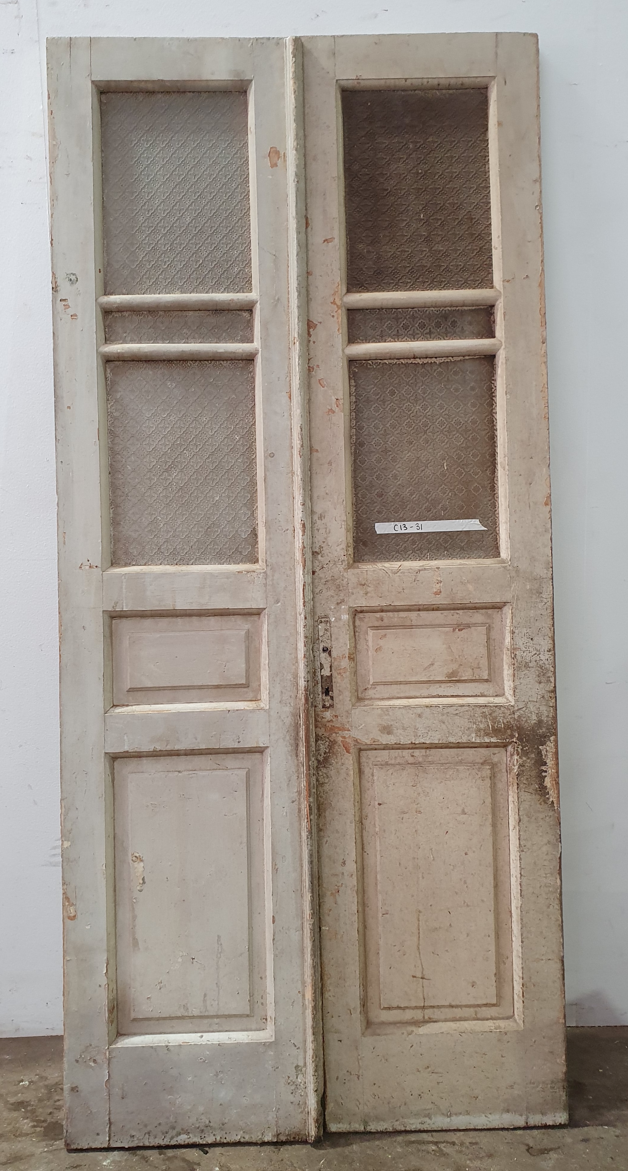 A PAIR OF TIMBER ENTRANCE DOORS