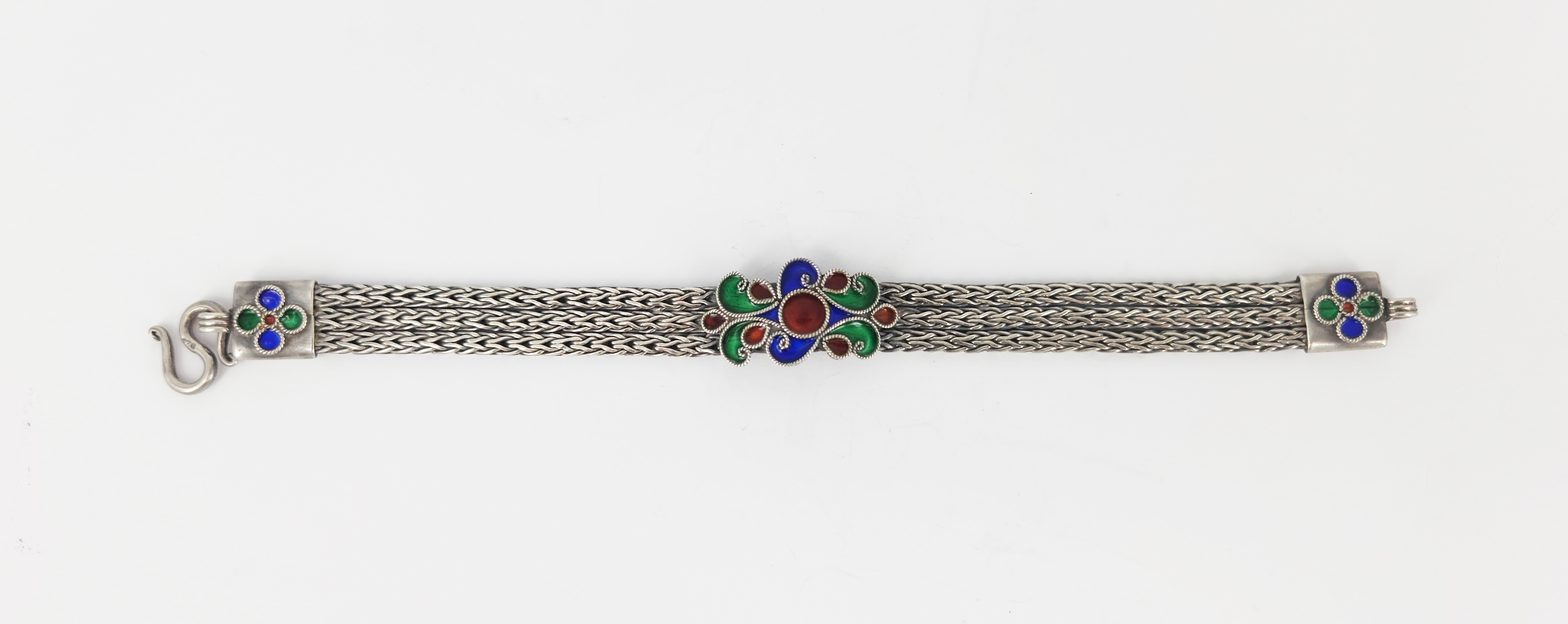 A Vintage Silver And Enamel Bracelet