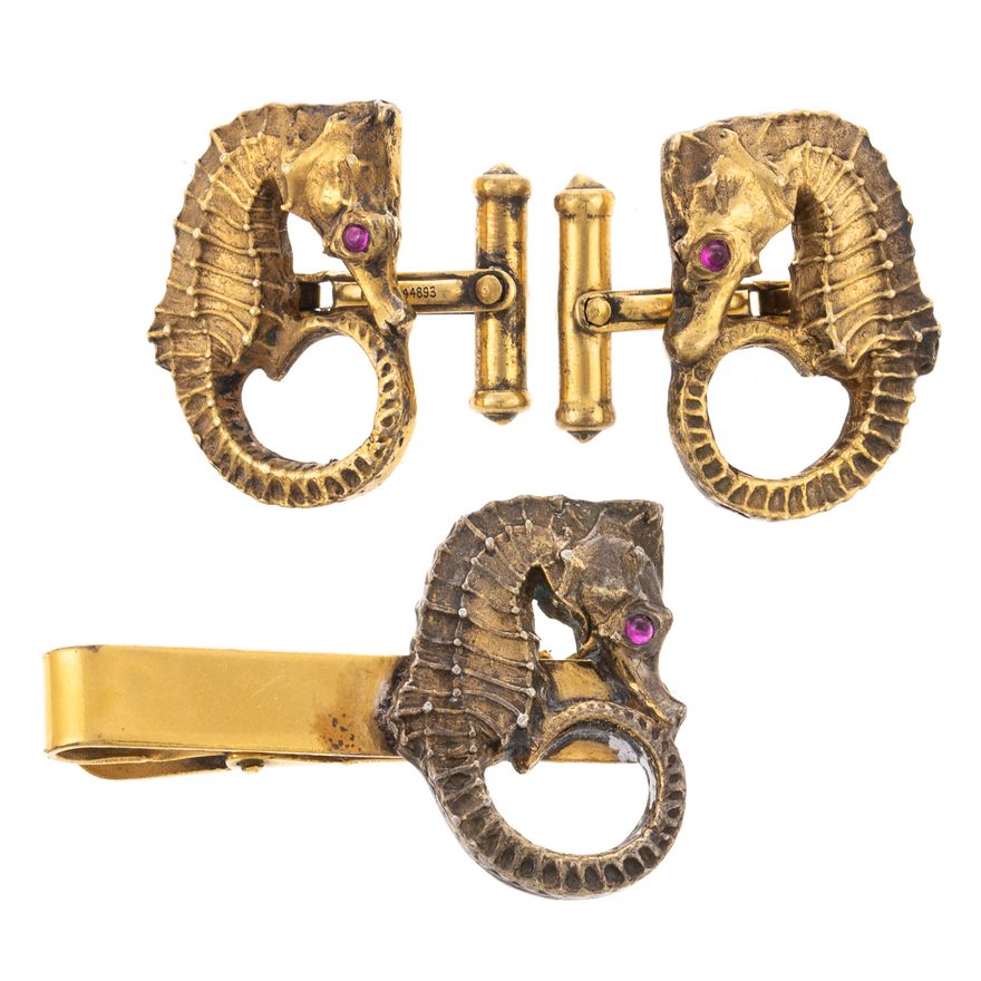 Carl Schon Seahorse Tie Clip & Cufflinks