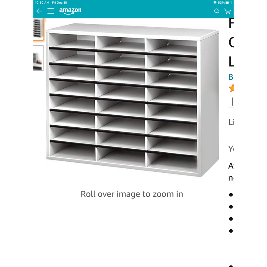 Fellowes Literature Organizer - 24 Compartment, Dove Grey