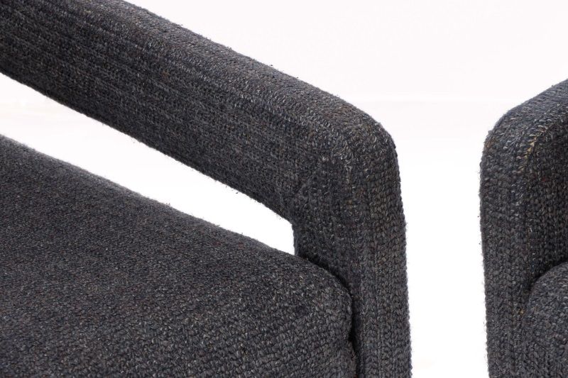 Pair Happy Viking Blue Tweed Upholstered Armchairs Lofty Marketplace