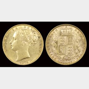 SOVEREIGN 1874M, S3854, Shield type. aEF…