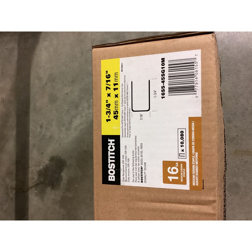 Bostitch 1-3/4'' c 7/16'' 16 Gauge Medium Crown Staples- QTY 10,080