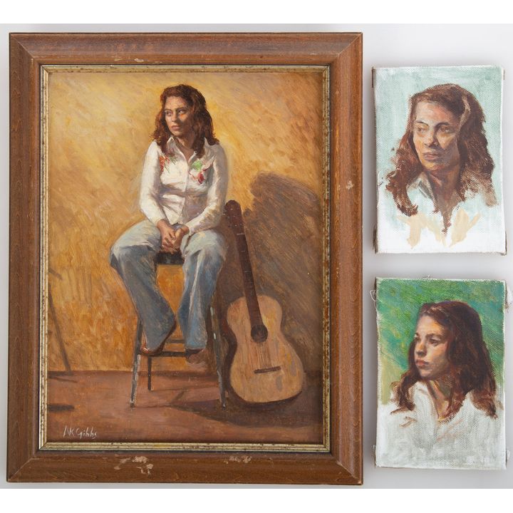 Nathaniel K. Gibbs. Woman with Guitar and Studies