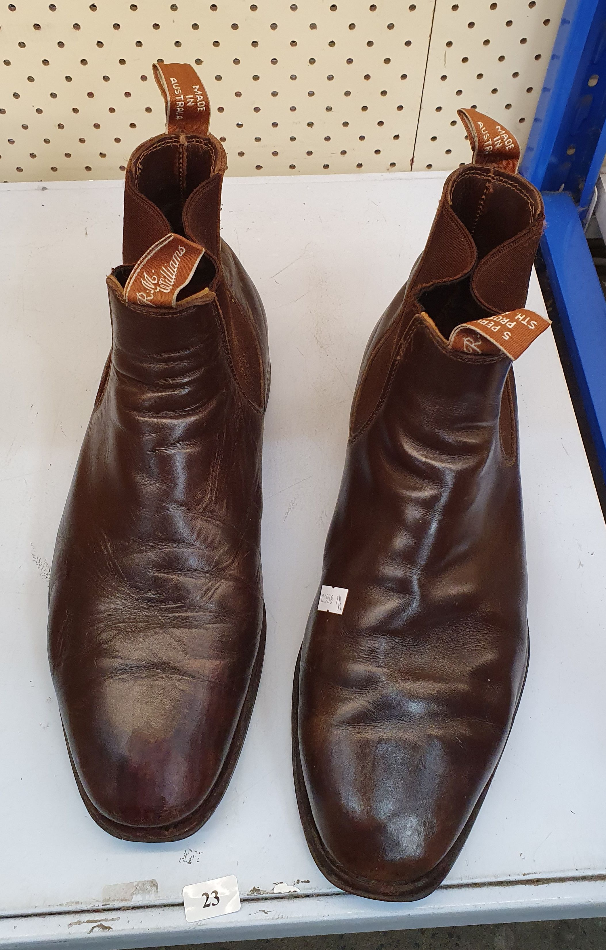 23 · A PAIR OF 'R M WILLIAMS' BROWN LEATHER BOOTS