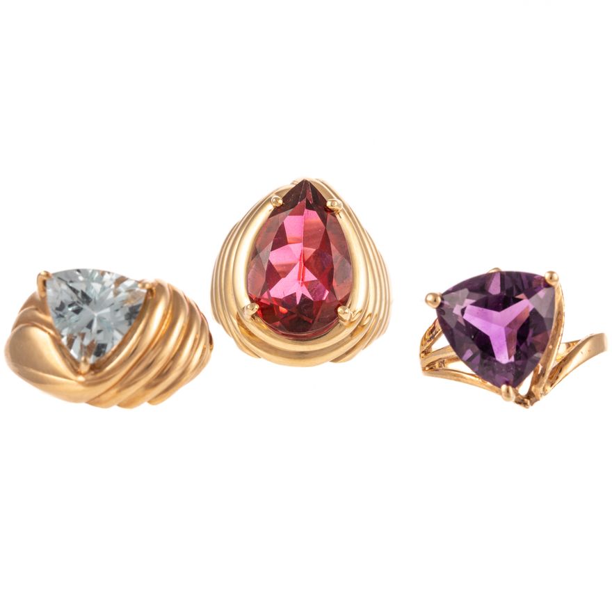 A Trio of Gemstone Rings in 10K