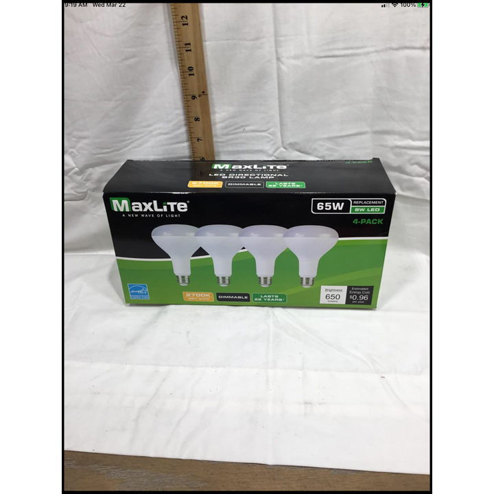 MaxLite 4pk 65W LED Dimmable Soft White Light 650 Lumens