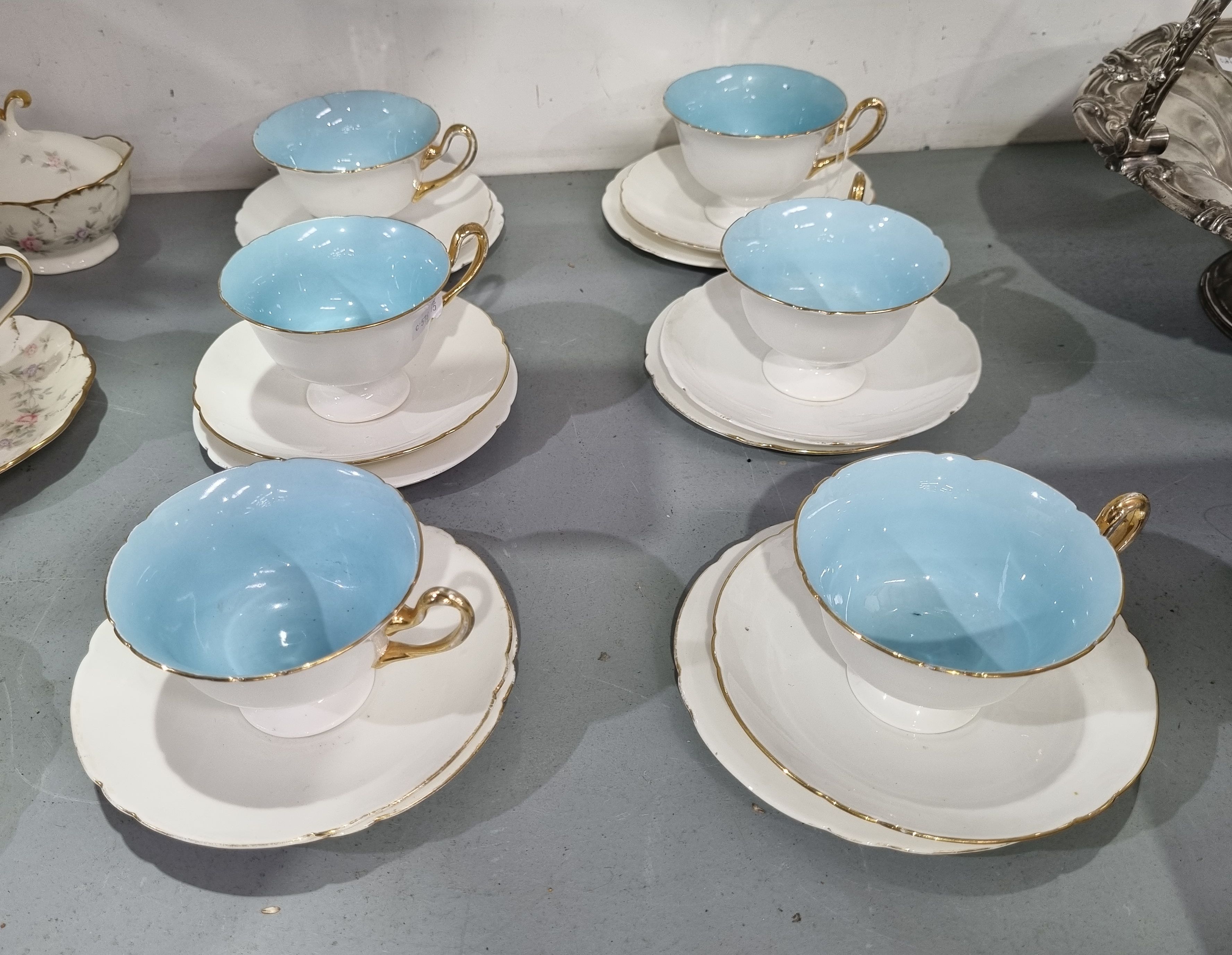 Six Shelley Teacups And Saucers