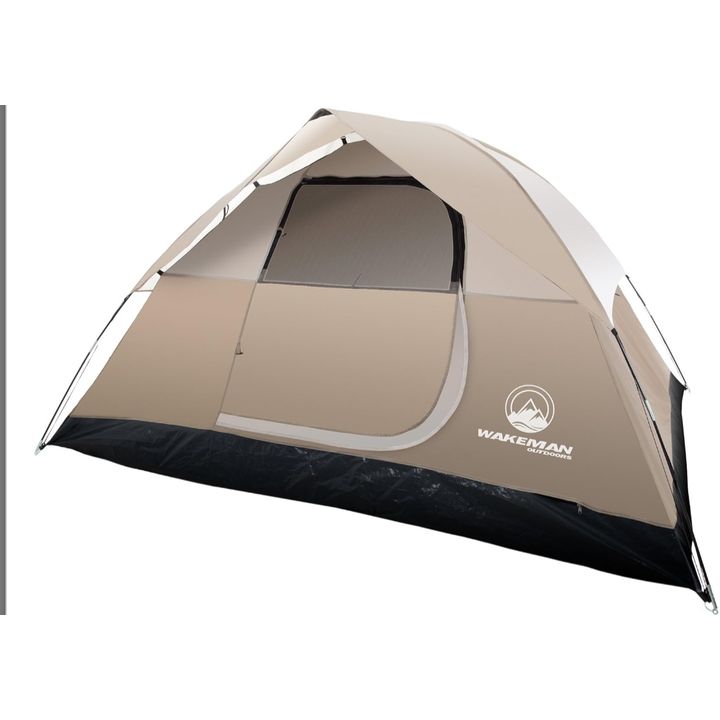 Wakeman Outdoors 4-Person Camping Tent- Tan 108'' L x 84'' W x 60'' H