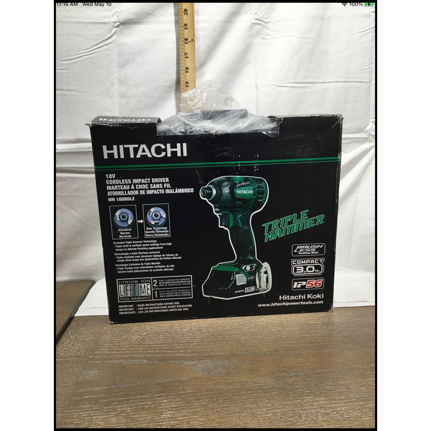 Hitachi 18v Cordless Impact Driver Triple Hammer