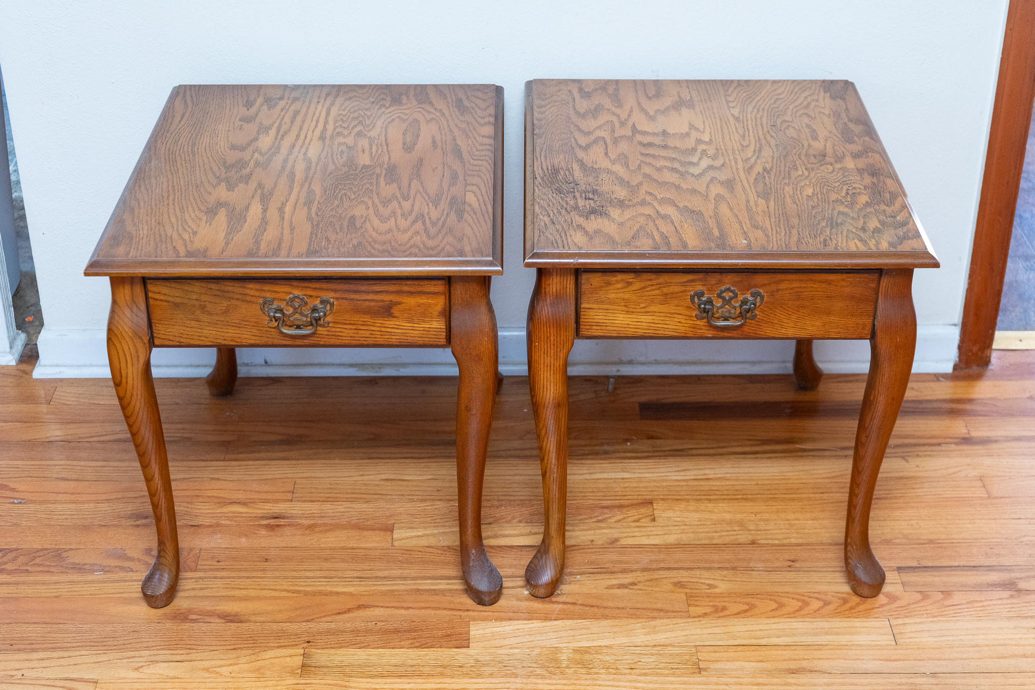 Pair of Oak End Tables Harritt Group, Inc