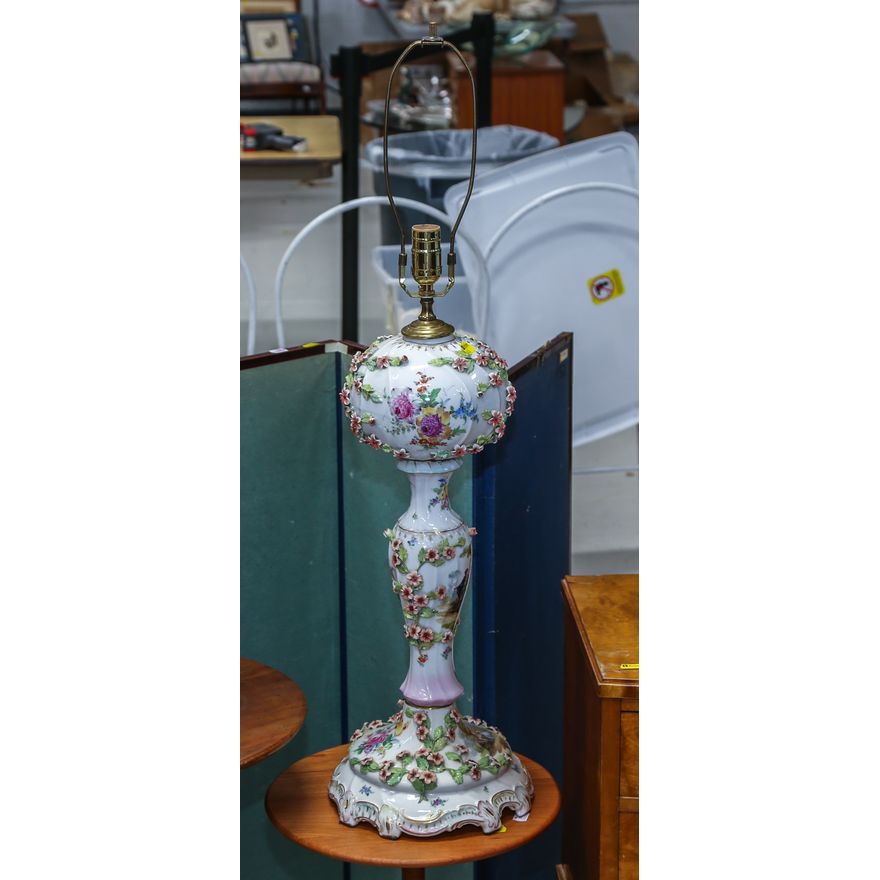 A Large Continental Porcelain Table Lamp