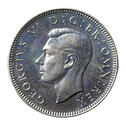 イギリス ジョージ6世(1936-1952) 1シリング白銅貨 1951 Spink-4108 