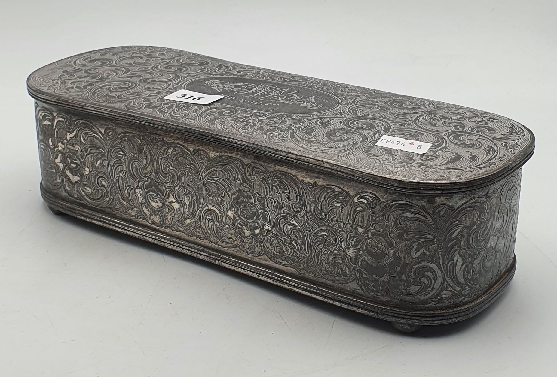316 · AN EARLY 20th CENTURY AMERICAN SILVERPLATED TABLE BOX