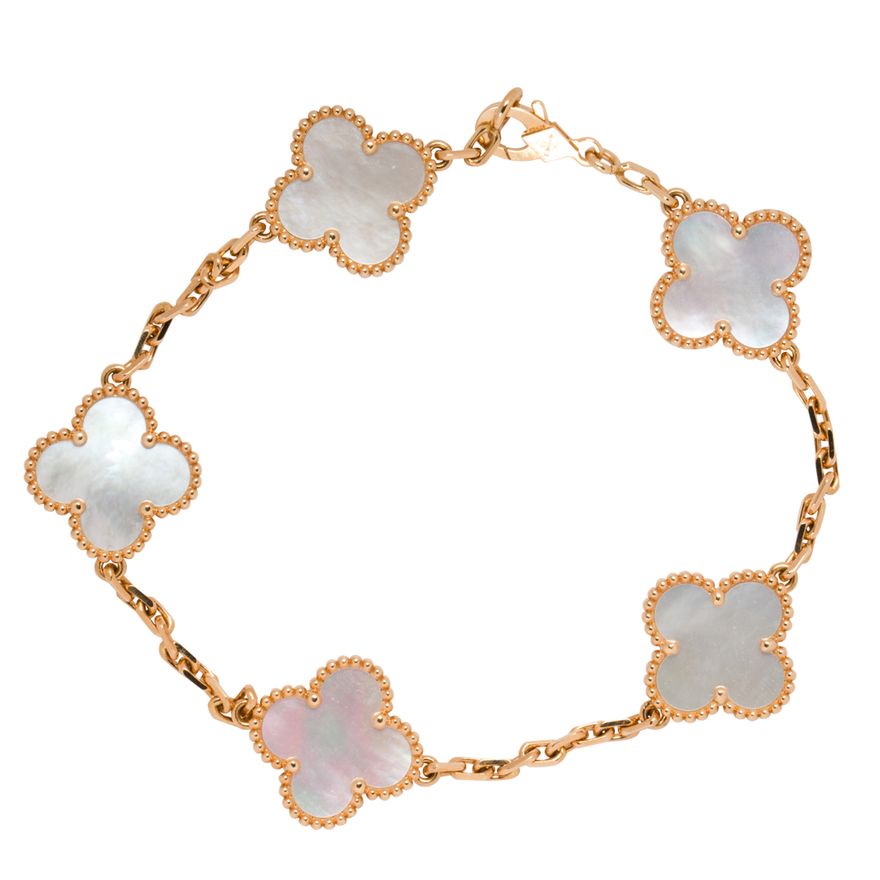 A mother-of-pearl and 18k gold 'Alhambra' bracelet, Van Cleef & Arpels