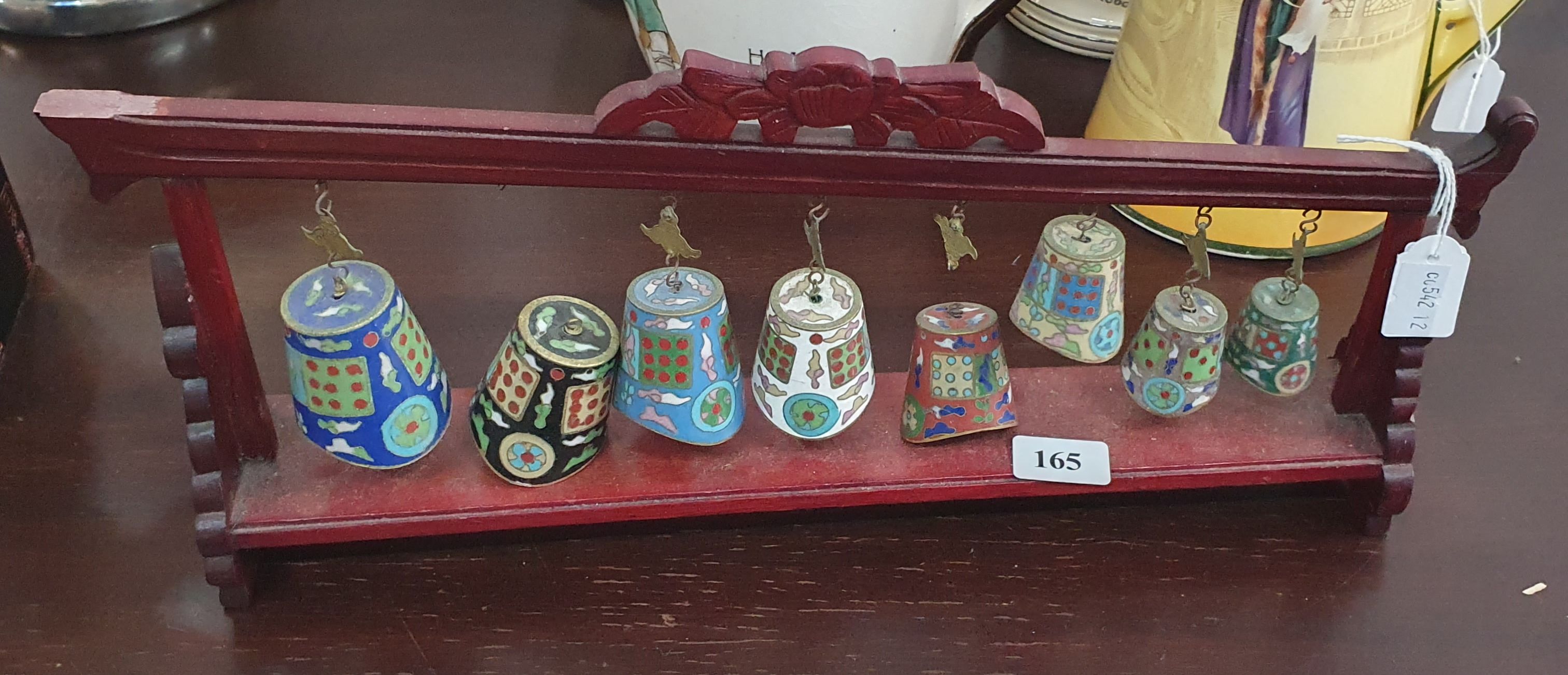 165 · A SET OF EIGHT CHINESE CLOISONNE BELLS