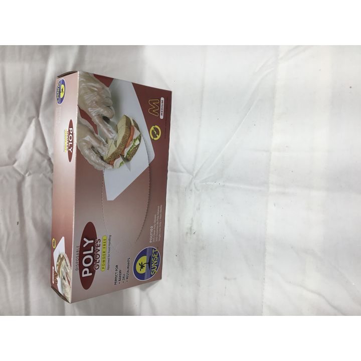 Sunset 500ct Disposable Poly Gloves Powder Free Clear Gloves Size: Medium